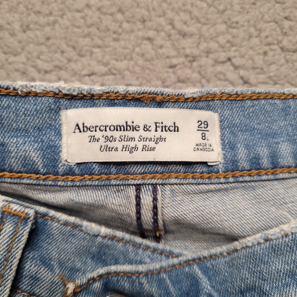 Abercrombie & Fitch Jeans 29 8R 90s Slim Straight Ultra High Rise Criss Cross - Picture 5 of 10